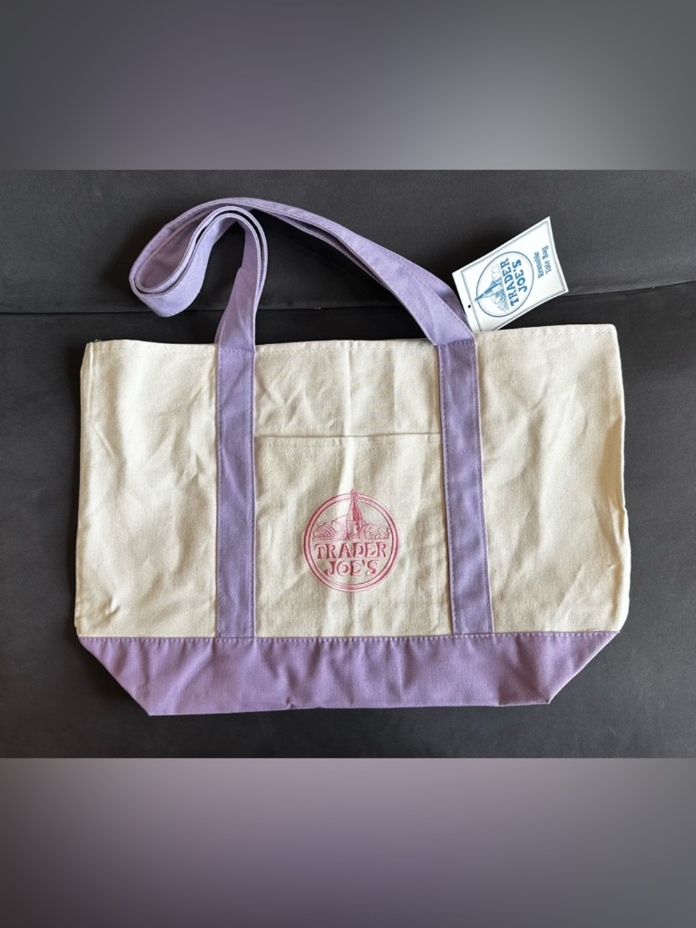 Trader Joe's Large Pastel PURPLE Canvas Tote Bag
